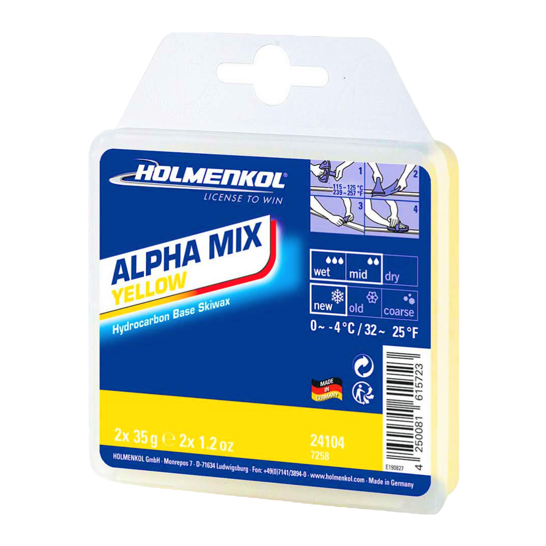 A product picture of the Holmenkol Alphamix YELLOW Melt Basewax