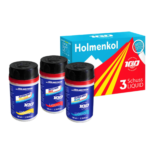 A product picture of the Holmenkol 3 Schuss Liquid YELLOW, RED, BLUE