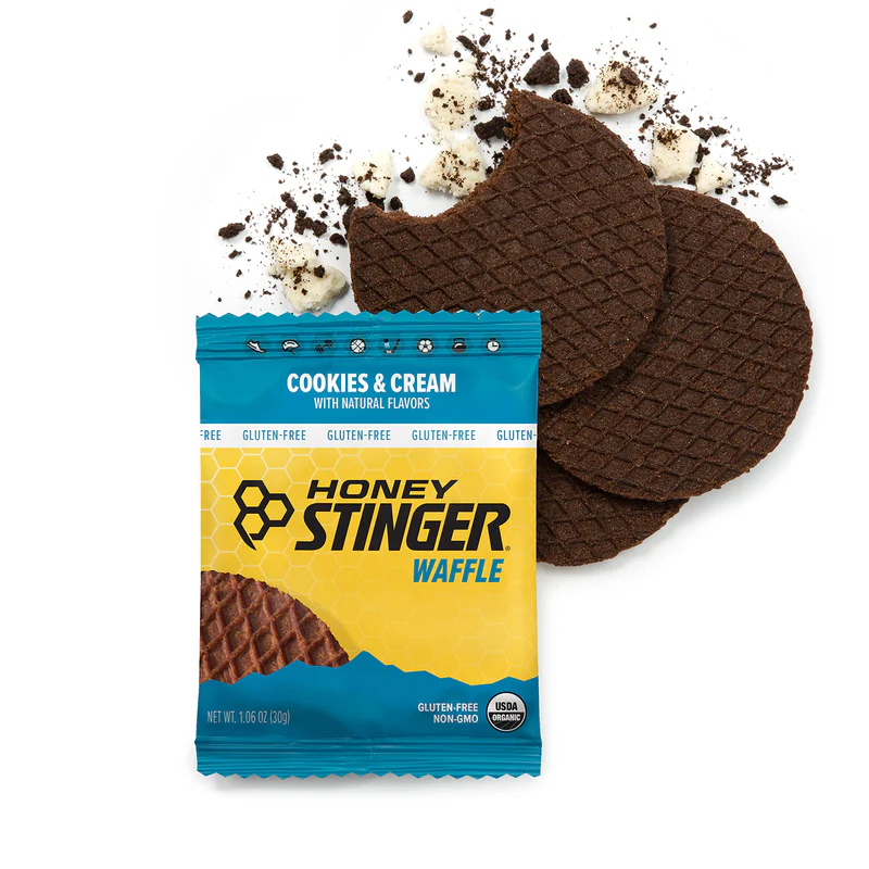 A product picture of the Honey Stinger Cookies and Cream Waffles (Gluten Free)