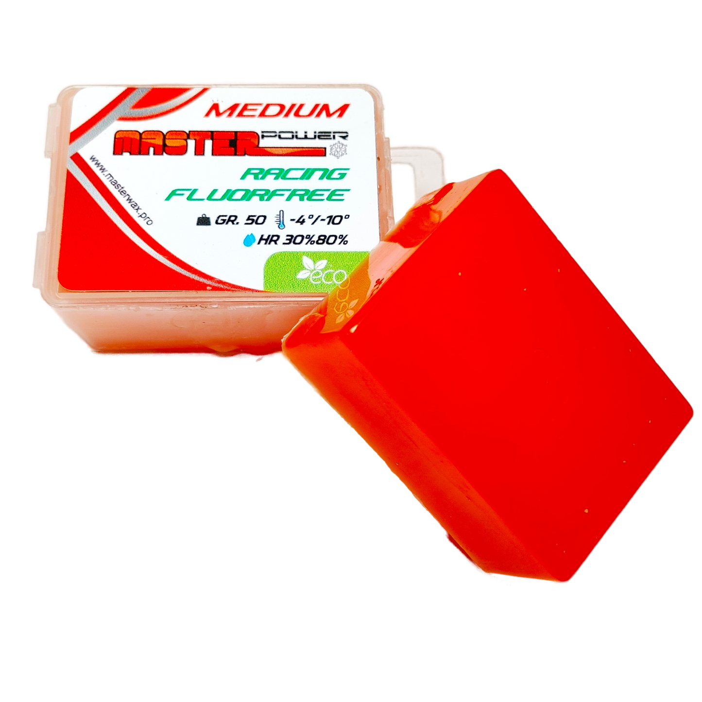 A product picture of the MasterWax RACING FLUORFREE Medium Melt Wax