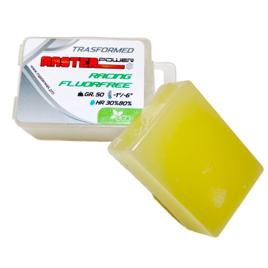 A product picture of the MasterWax RACING FLUORFREE Transformed Melt Wax (-4C/-15C)