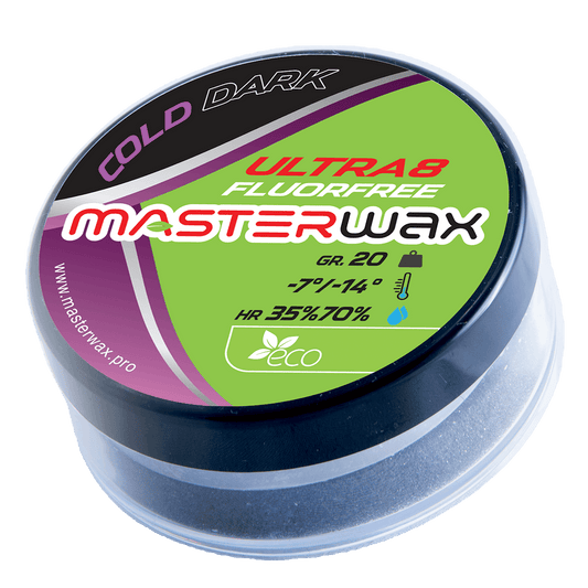 A product picture of the MasterWax Ultra8 FLUORFREE Cold Dark Wool-Apply Wax (-7C/-14C) | 20g