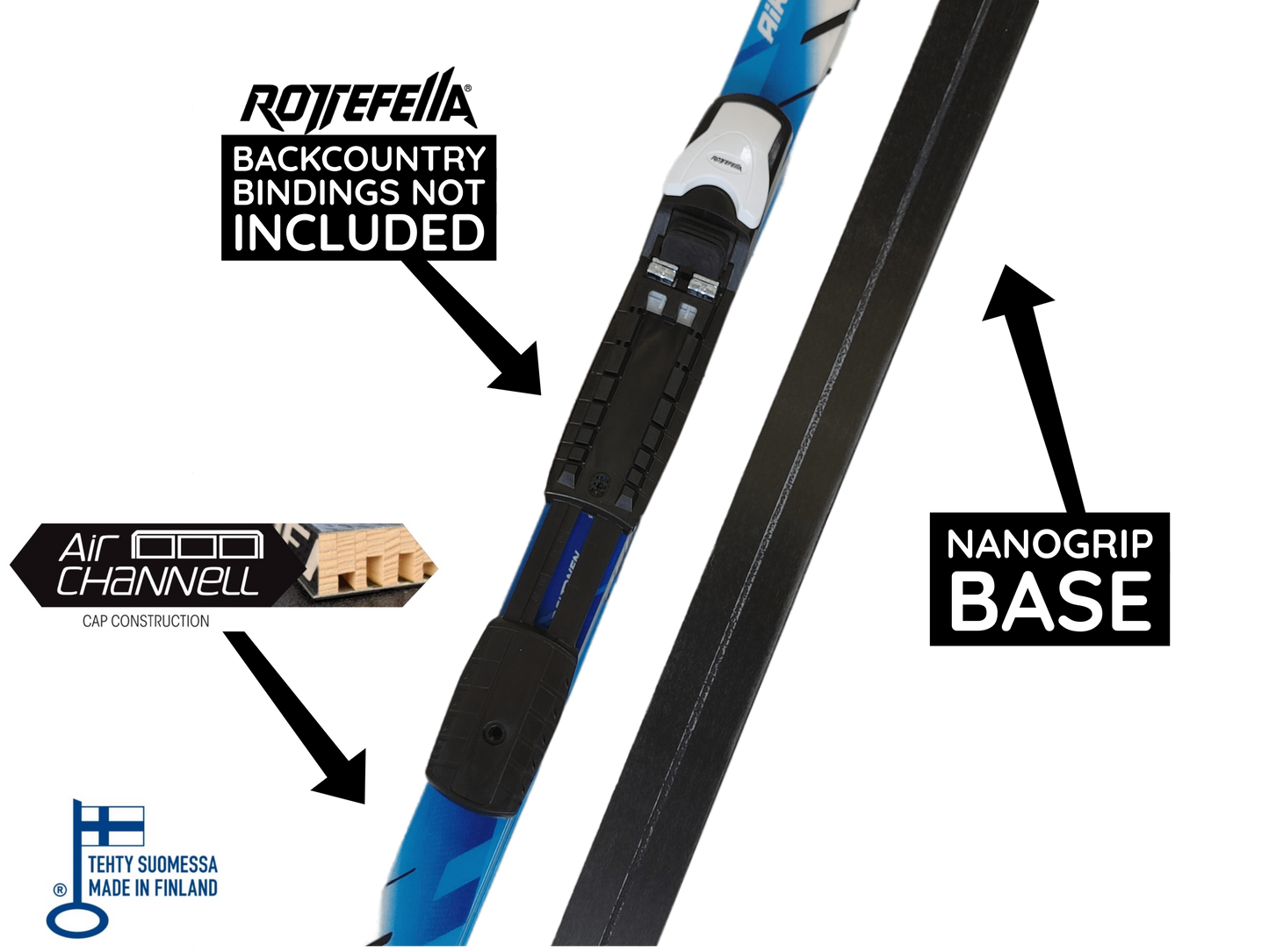 A product picture of the Peltonen Mountain Off-Track Classic NANOGRIP 2016 Skis 53-49-51mm Sidecut | 195cm