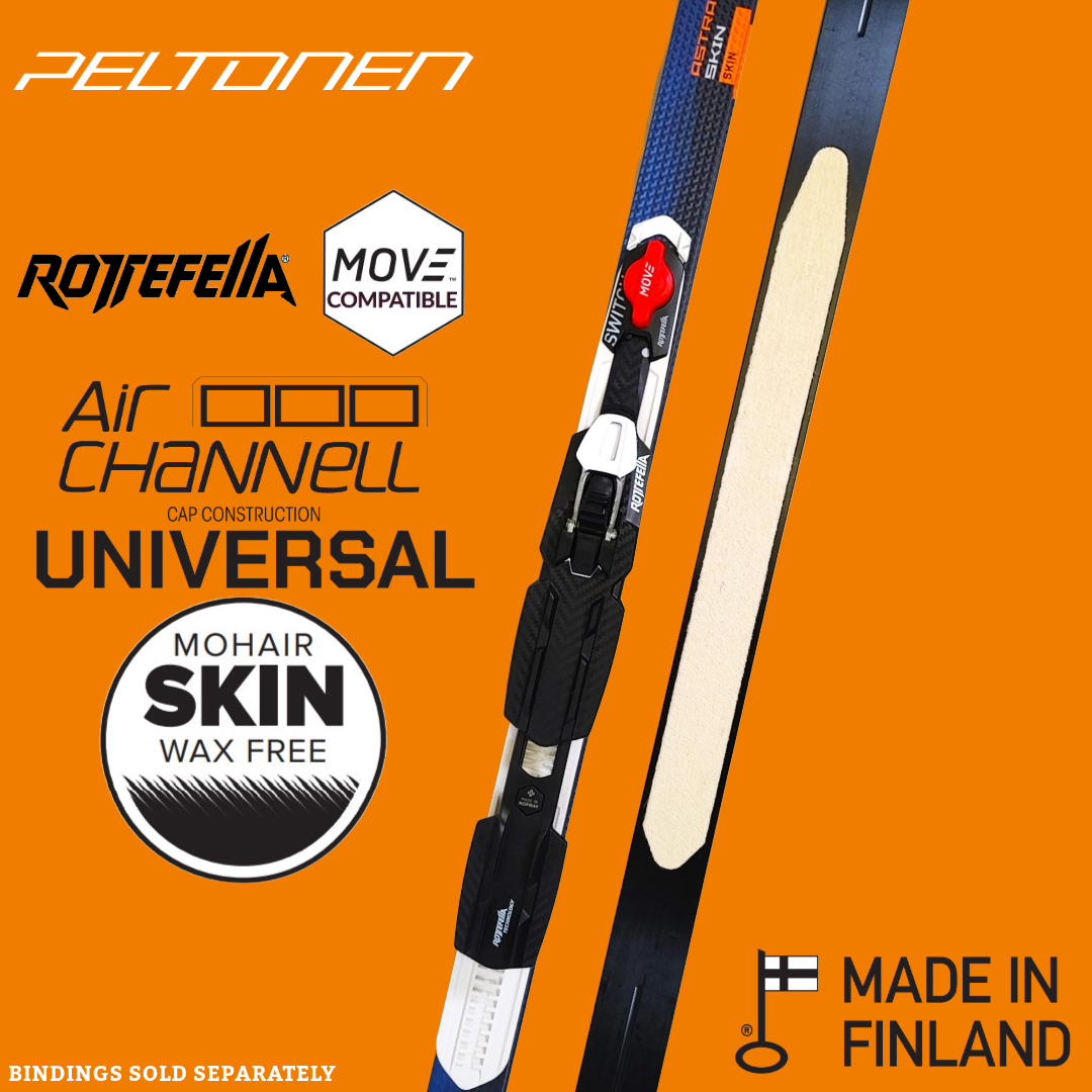 A product picture of the Peltonen ASTRA SKIN JR Skis + Basic NNN Bindings