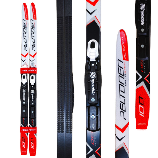A product picture of the Peltonen Delta Jr Step Classic Skis with Pre-Mounted NNN Bindings