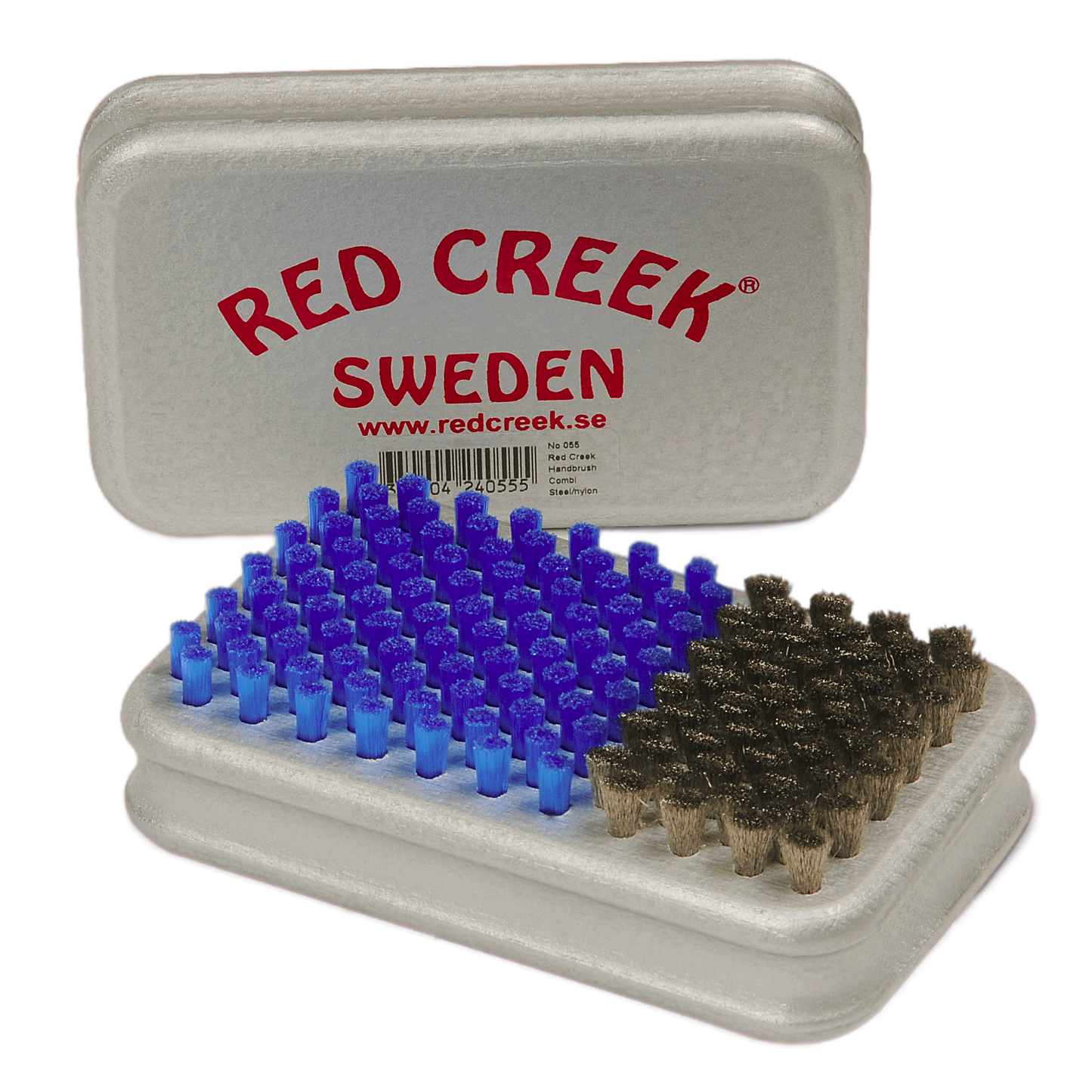 A product picture of the Red Creek Ultrafine Steel/Blue Nylon Combi Hand Brush