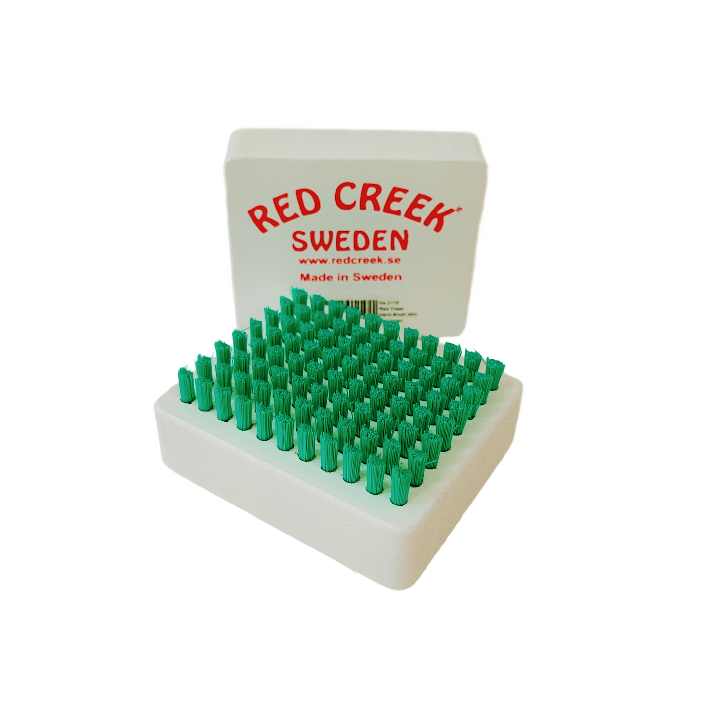 A product picture of the Red Creek Green Nylon Mini Hand Brush