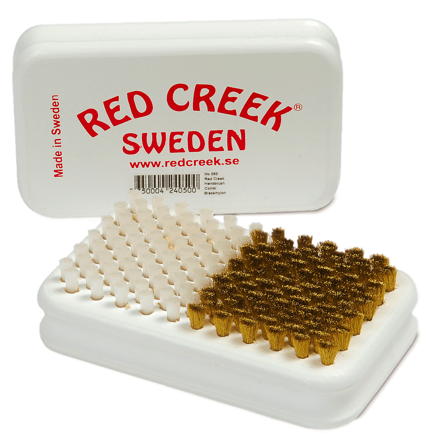 A product picture of the Red Creek Fine Brass/Hard Nylon Combi Hand Brush