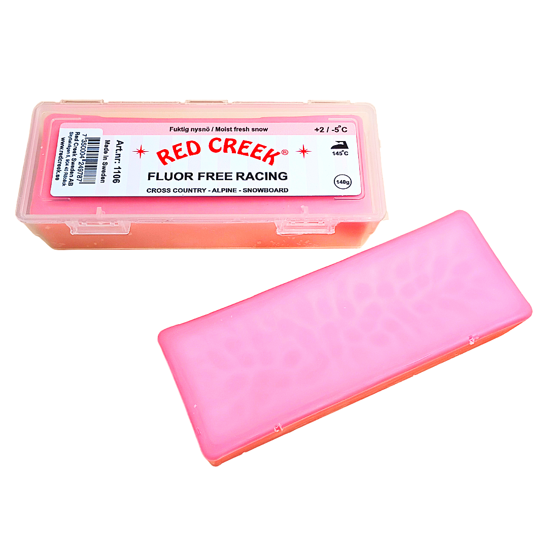 A product picture of the Red Creek Fluor-Free Pink Moist Fresh Snow Melt Glide Wax (2C/-5C) | 140g