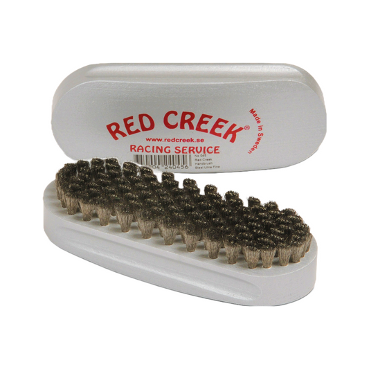 A product picture of the Red Creek Ultrafine Curled Steel Racing Silver Hand Brush