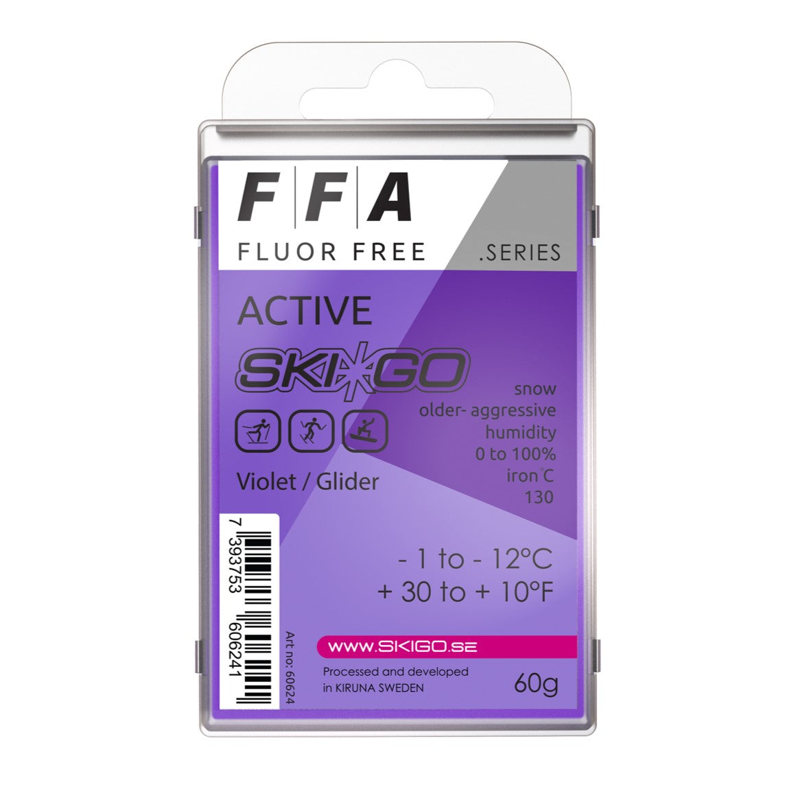 A product picture of the Ski*Go FFA Violet Melt Wax