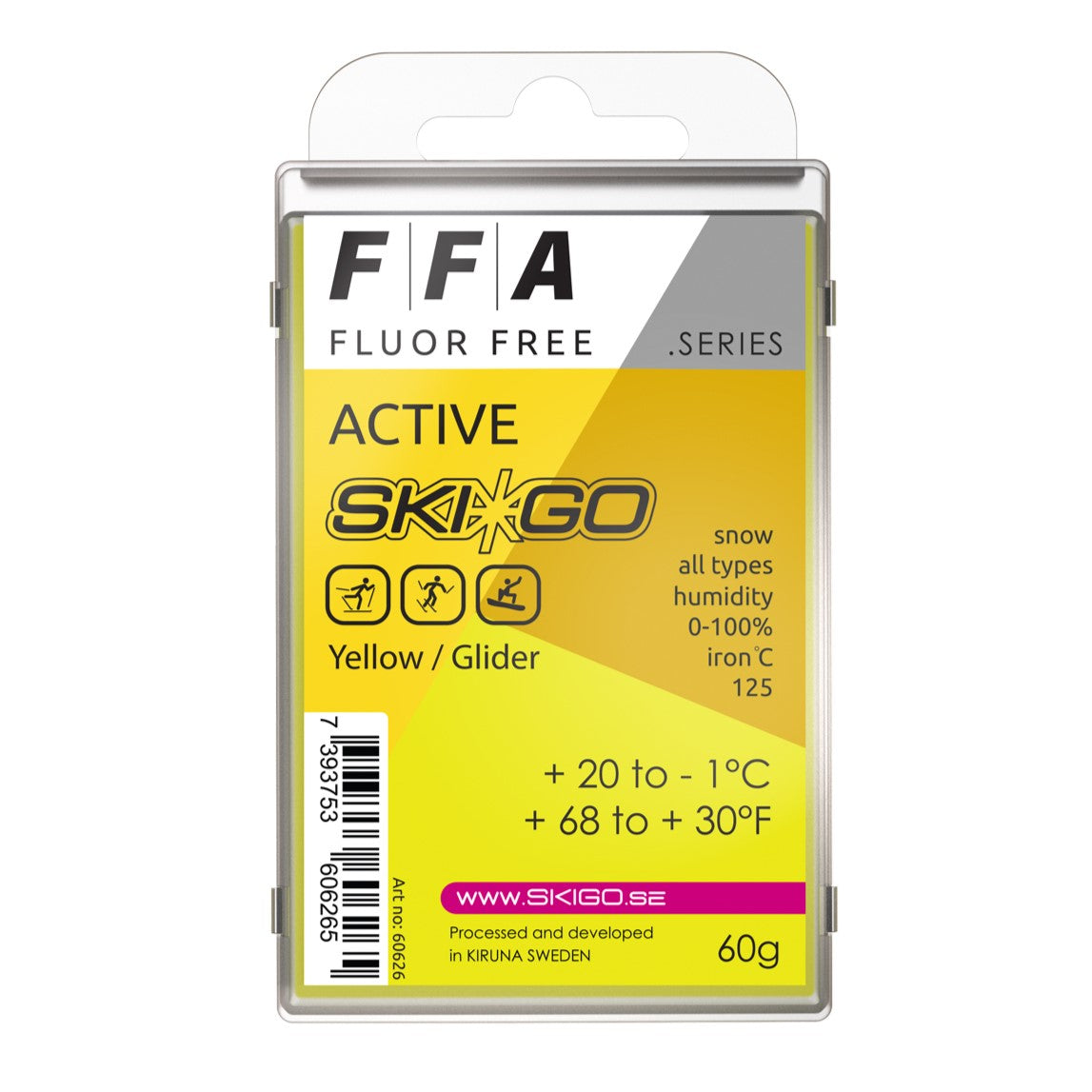 A product picture of the Ski*Go FFA Yellow Melt Wax