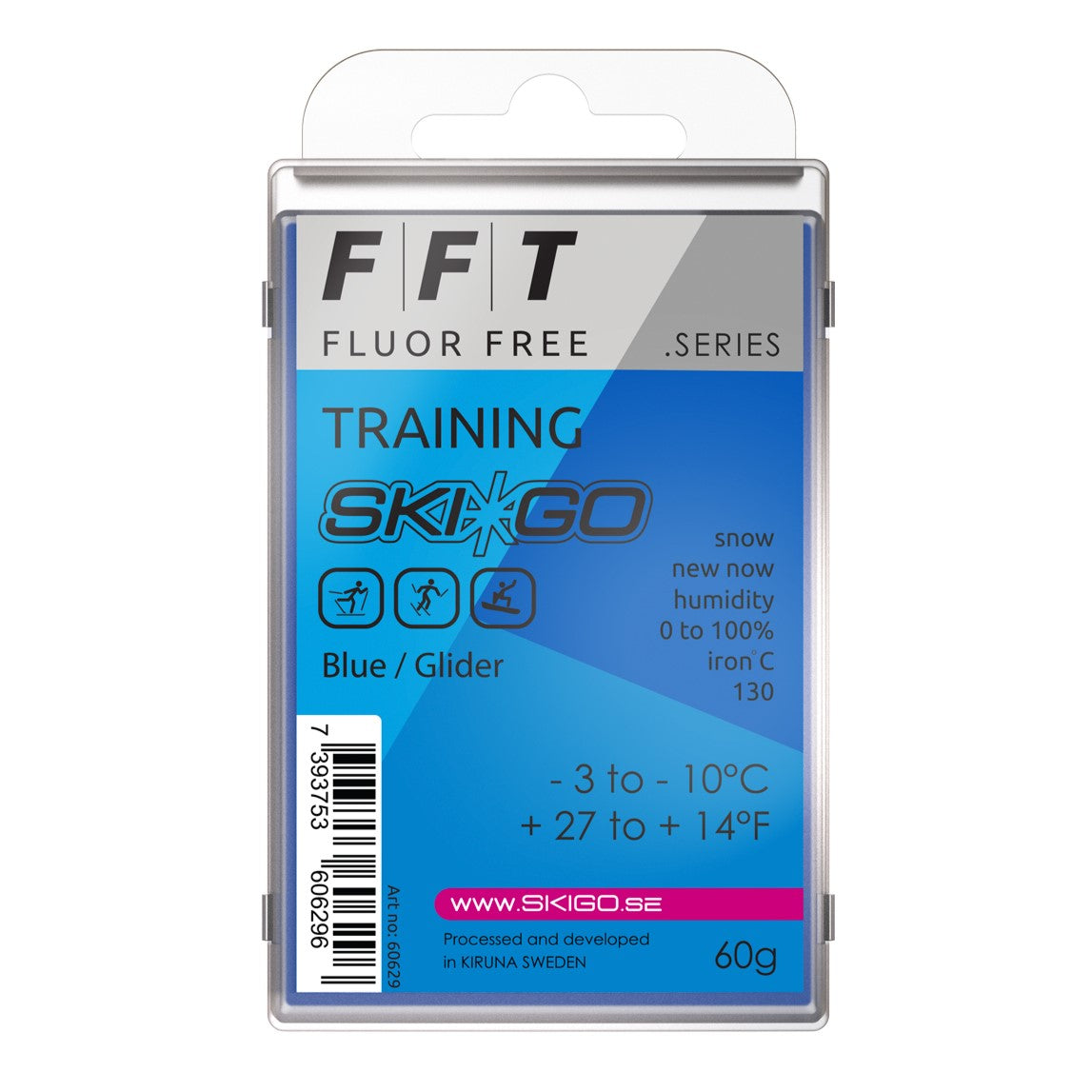 A product picture of the Ski*Go FFT Blue Melt Wax