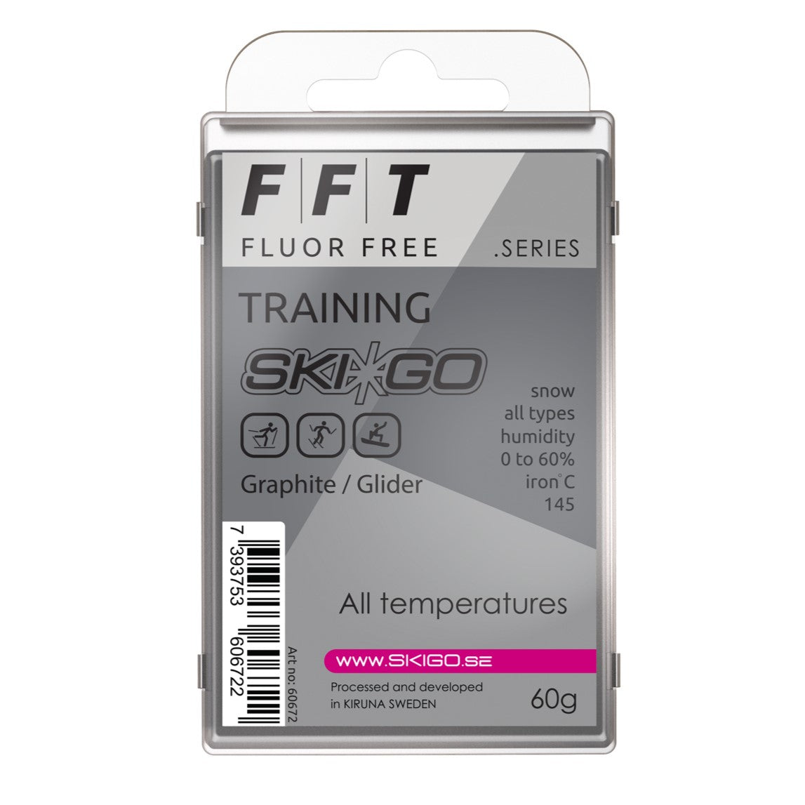 A product picture of the Ski*Go FFT Graphite Melt Wax