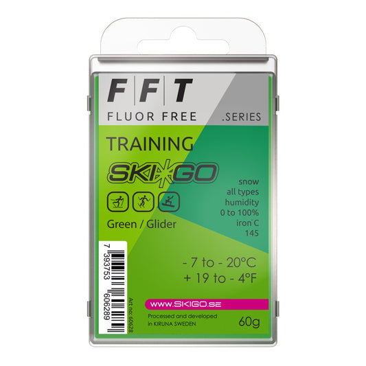 A product picture of the Ski*Go FFT Green Melt Wax