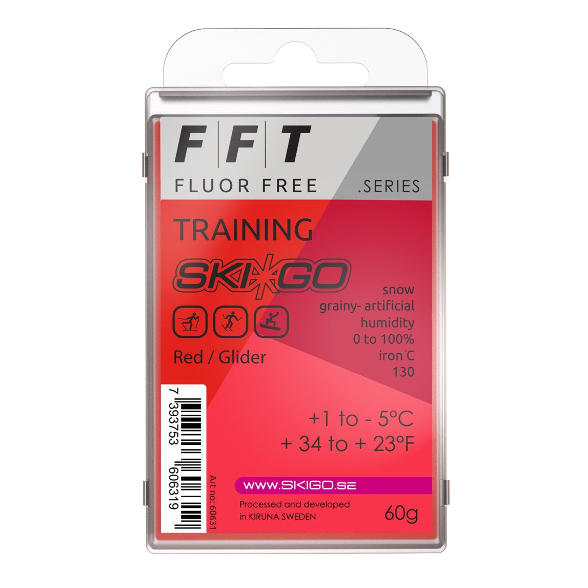A product picture of the Ski*Go FFT Red Melt Wax