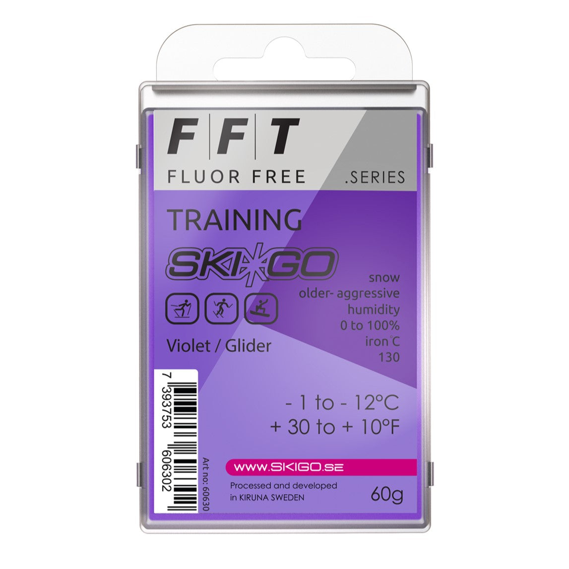 A product picture of the Ski*Go FFT Violet Melt Wax