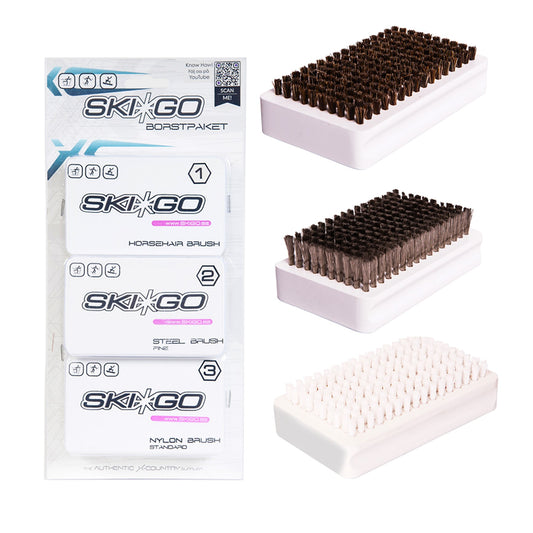 A product picture of the Ski*Go Steel, Horsehair, Nylon Handbrush - 3 Pack