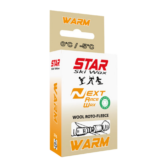 A product picture of the STAR NEXT WARM Fluoro-Free Racing Wool-Apply BLOCK (0C/-5C) | 28g