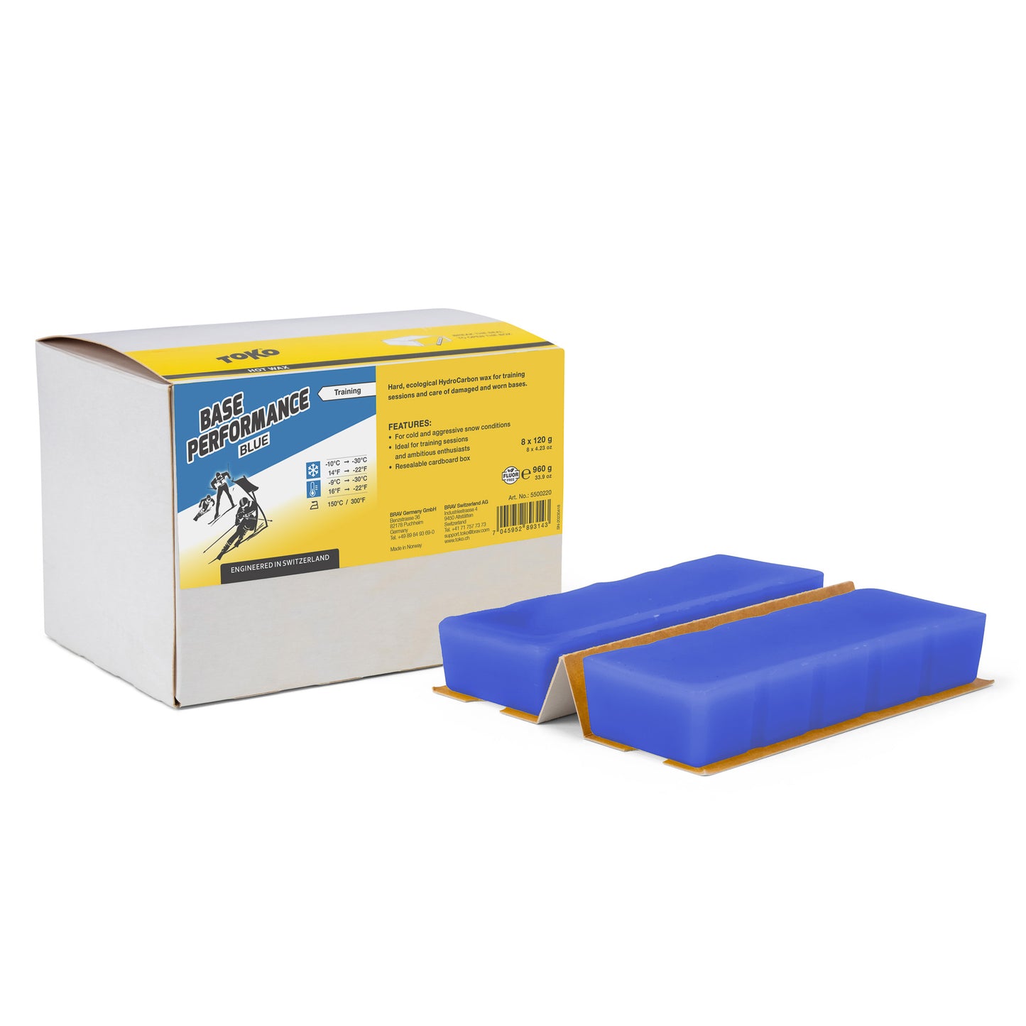 A product picture of the Toko Base Performance Blue Paraffin Melt Wax