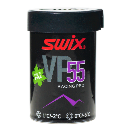 A product picture of the Swix VP55 Dark Purple Kick Wax 0°C/-5°C