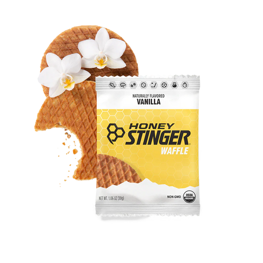 A product picture of the Honey Stinger Vanilla Waffles