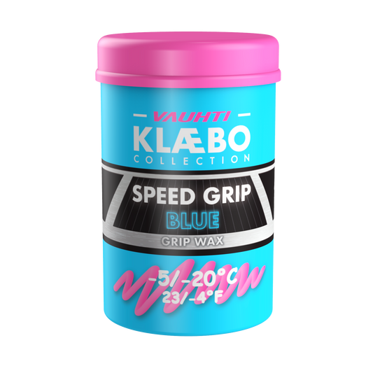 A product picture of the Vauhti Klaebo Speed Blue Hardwax (-5C/-20C) | 45g