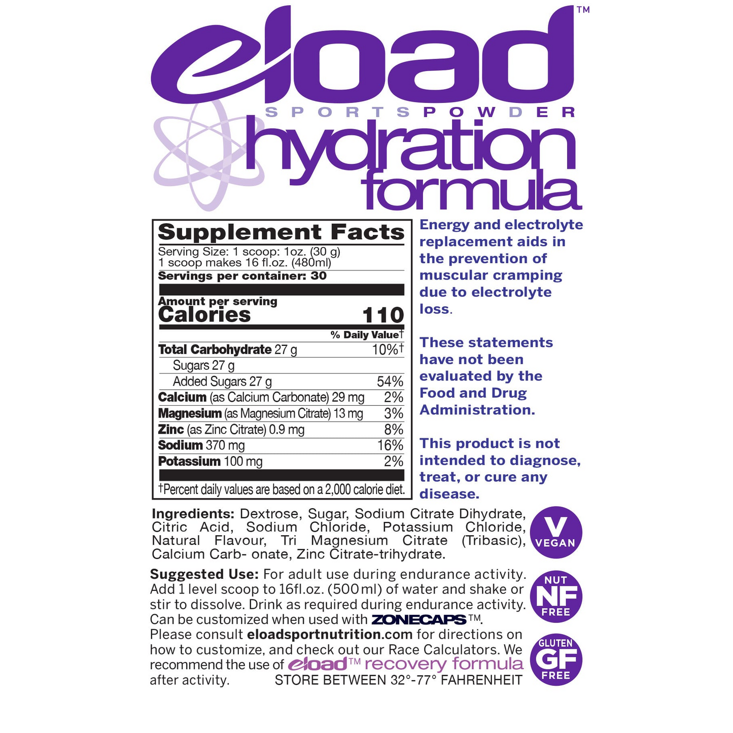 A product picture of the eLoad Hydration Formula Drink Mixes (900g)
