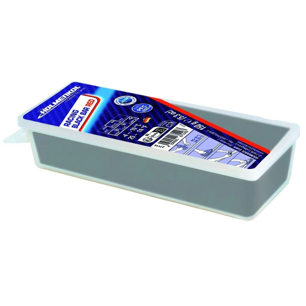 A product picture of the Holmenkol Racing Black Bar Red (-4C/-10C) | 150g