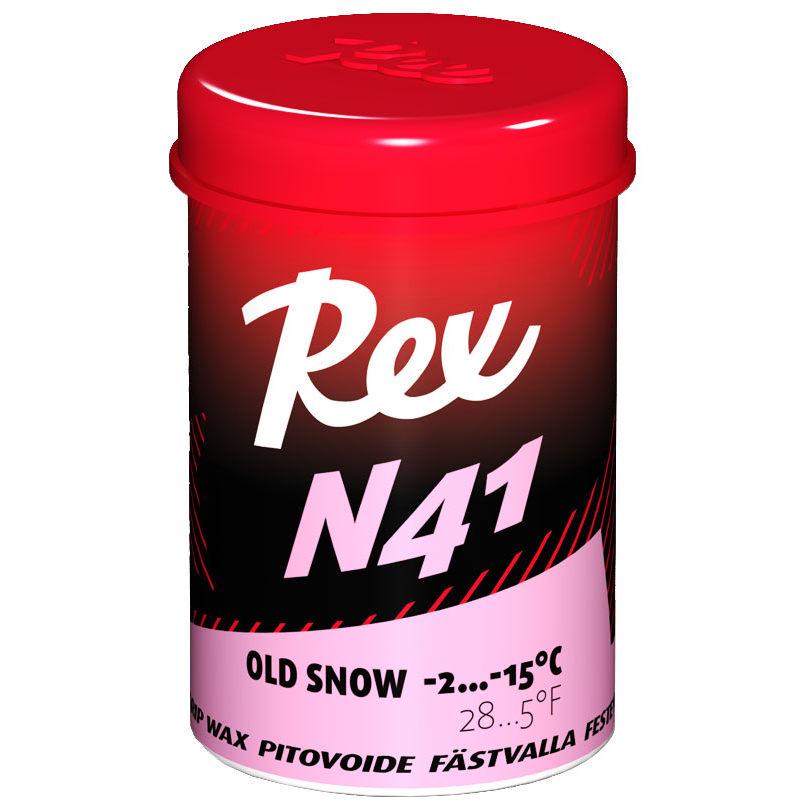 A product picture of the Rex Wax N41 Pink `Old Snow` Fluoro-Free Racing Grip