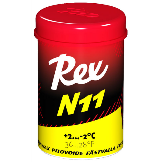 A product picture of the Rex Wax N11 Yellow Fluoro-Free Racing Grip
