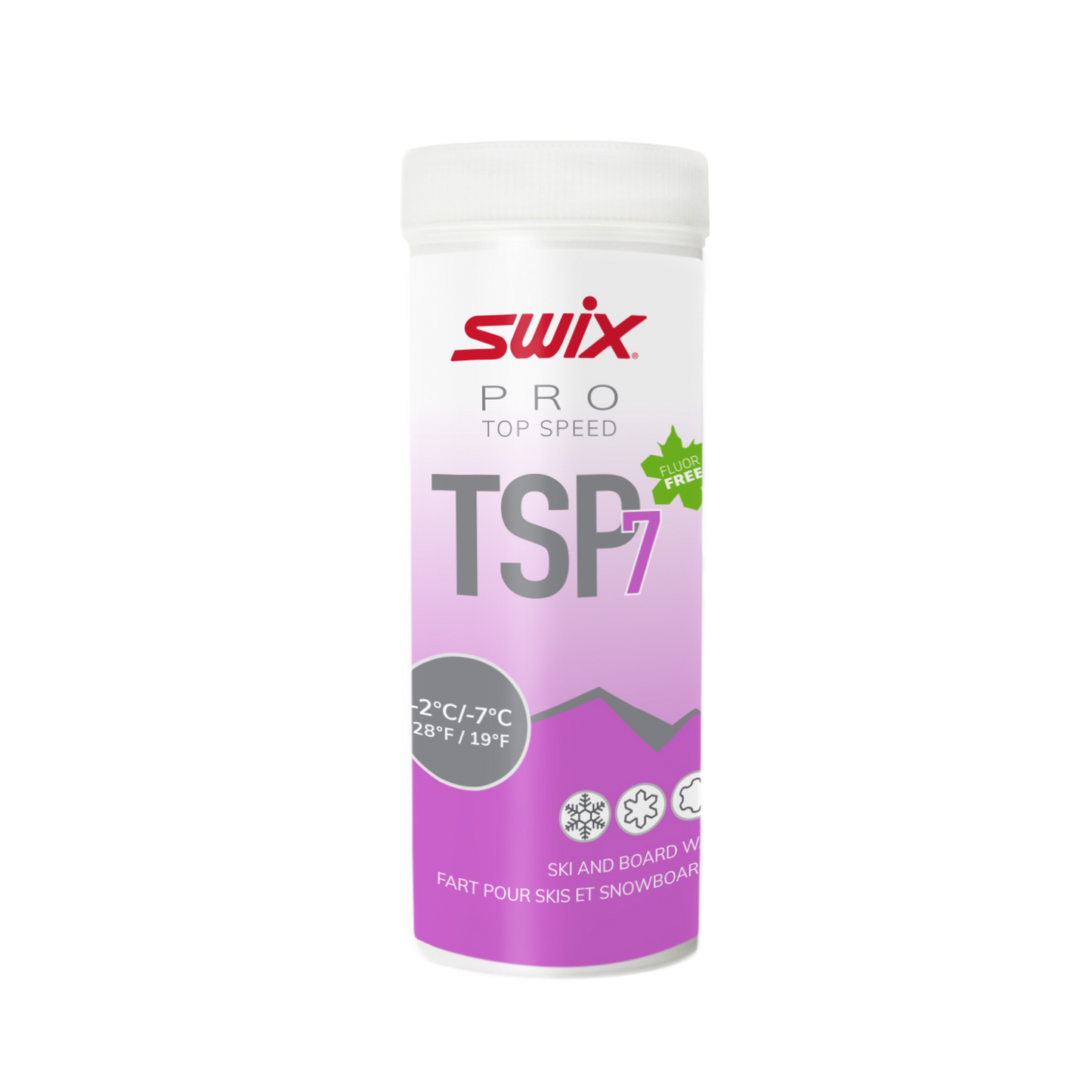 A product picture of the Swix TSP7 Powder Violet, -2°C/-7°C