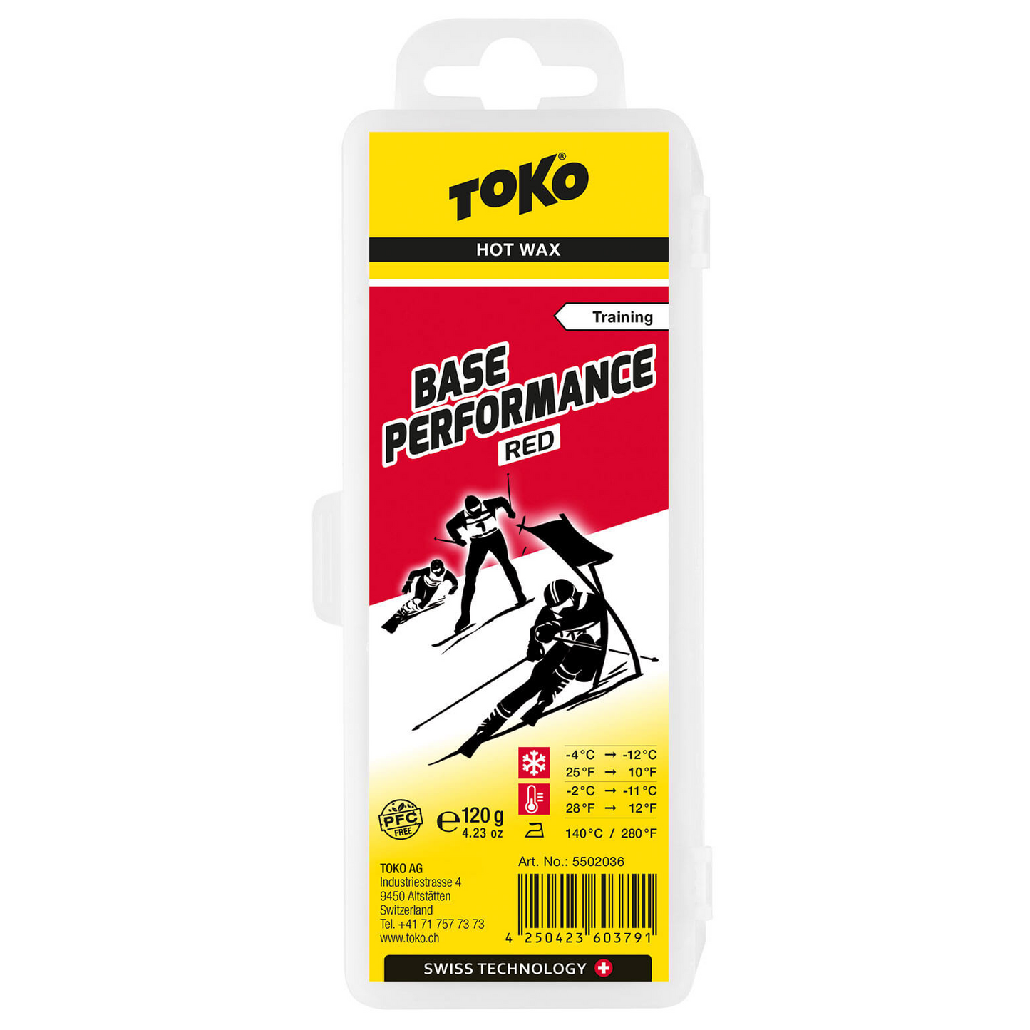 A product picture of the Toko Base Performance Red Paraffin Melt Wax