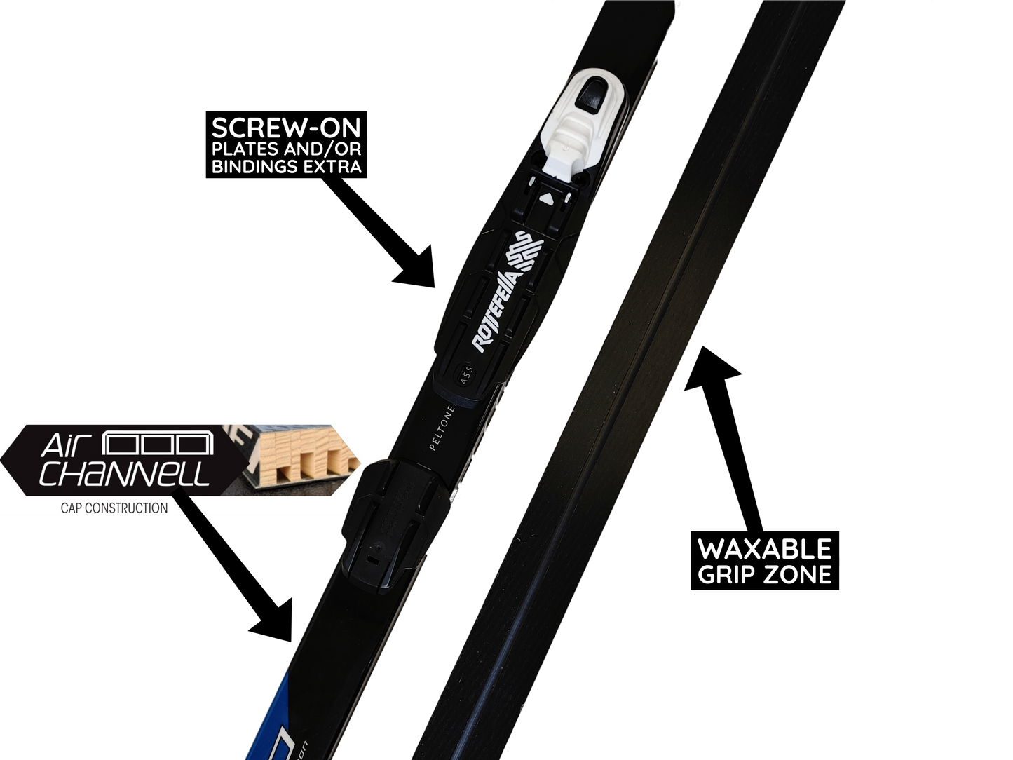 A product picture of the Peltonen Delta Waxable Classic Skis CLEARANCE