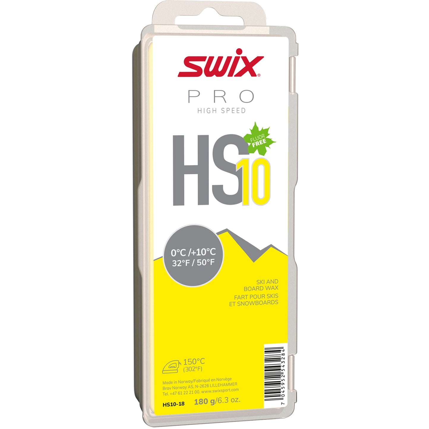 A product picture of the Swix HS10 Yellow, Melt Glider 0°C/+10°C