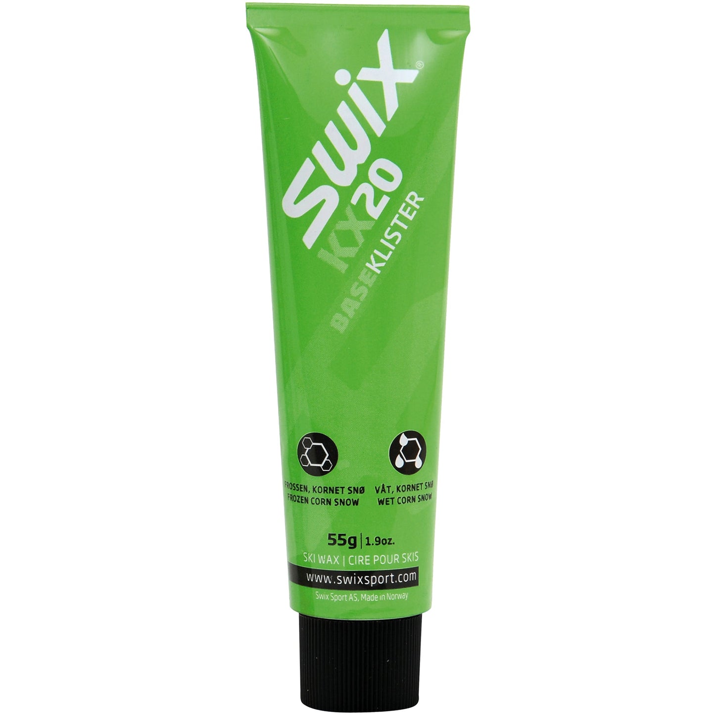 A product picture of the Swix KX20 Base Klister Green