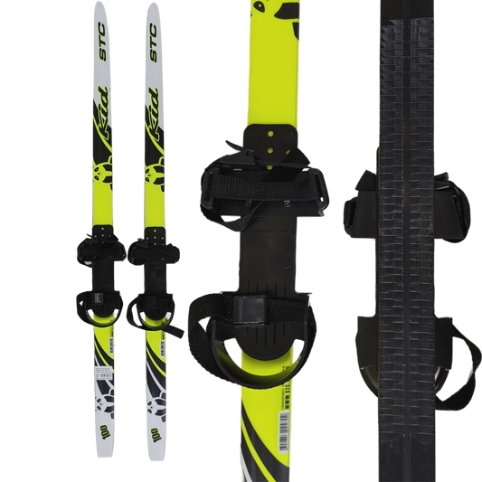 A product picture of the STC Lemon Fishscale Ski Set for Kids with Bindings