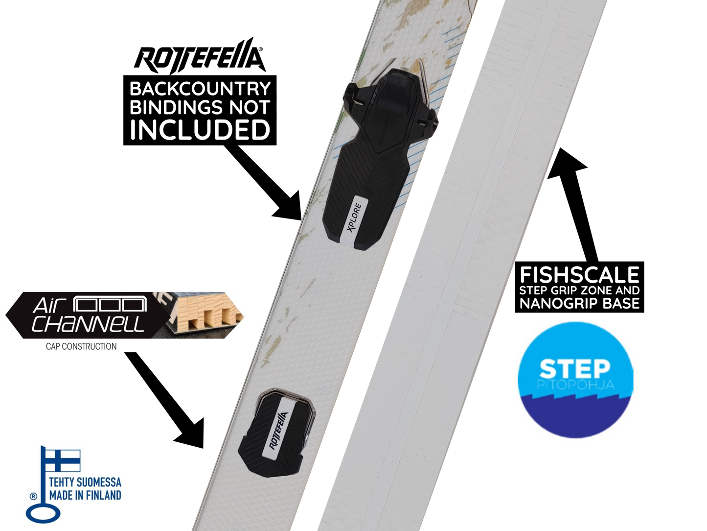 A product picture of the Peltonen Metsä Step Skis