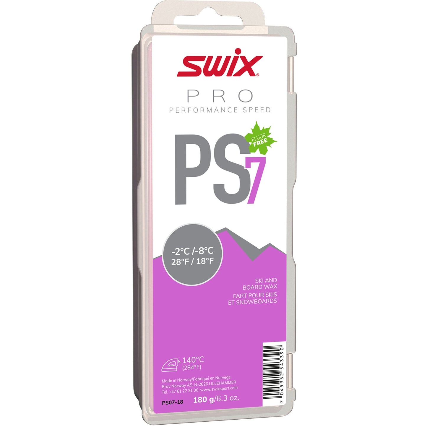 A product picture of the Swix PS7 Violet, Melt Glider -2°C/-8°C