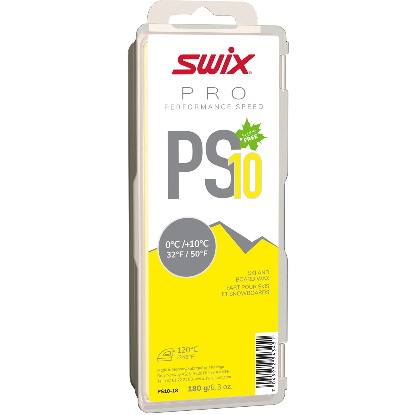 A product picture of the Swix PS10 Yellow, Melt Glider 0°C/+10°C