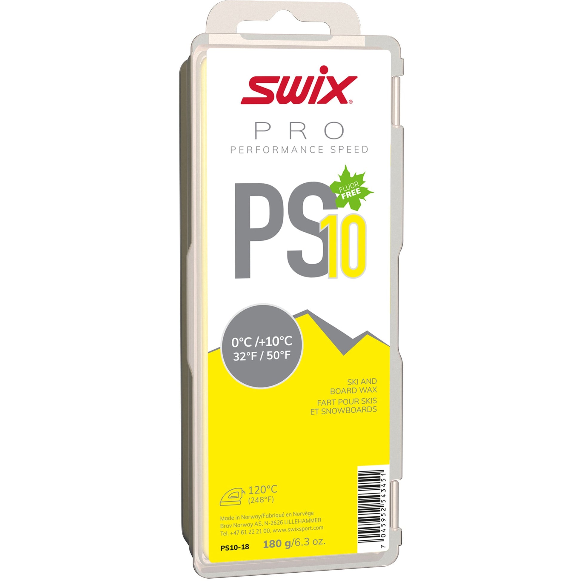 A product picture of the Swix PS10 Yellow, Melt Glider 0°C/+10°C