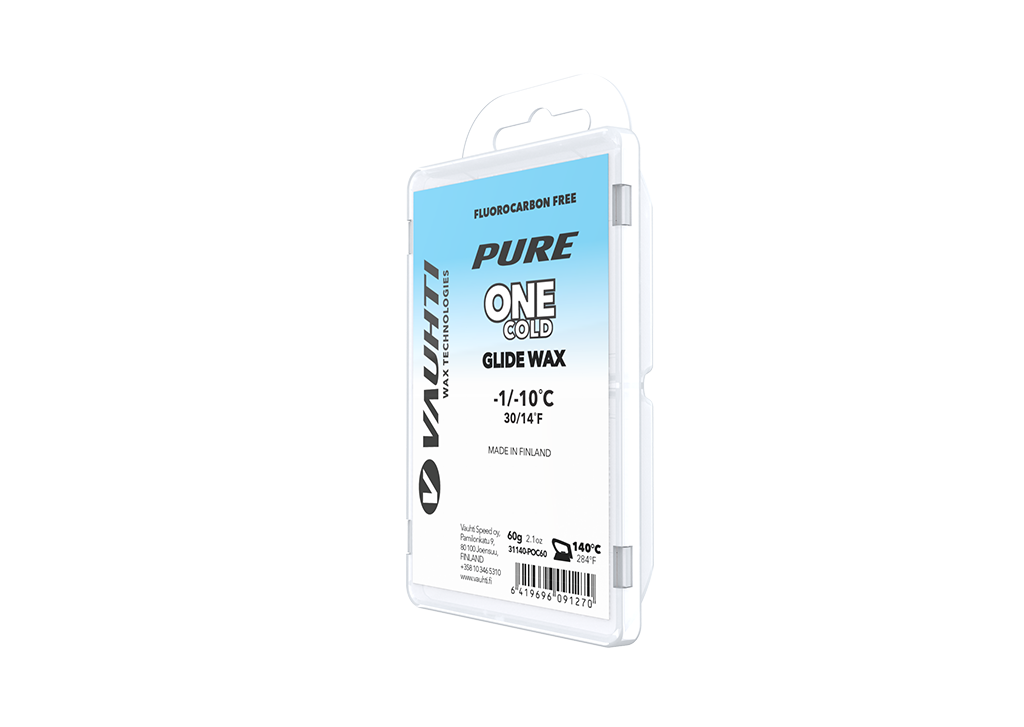 From the Vauhti Fluoro-free PURE line. PURE-LINE ONE COLD PARAFFIN An entry-level fluoro-free paraffin for cold conditions.