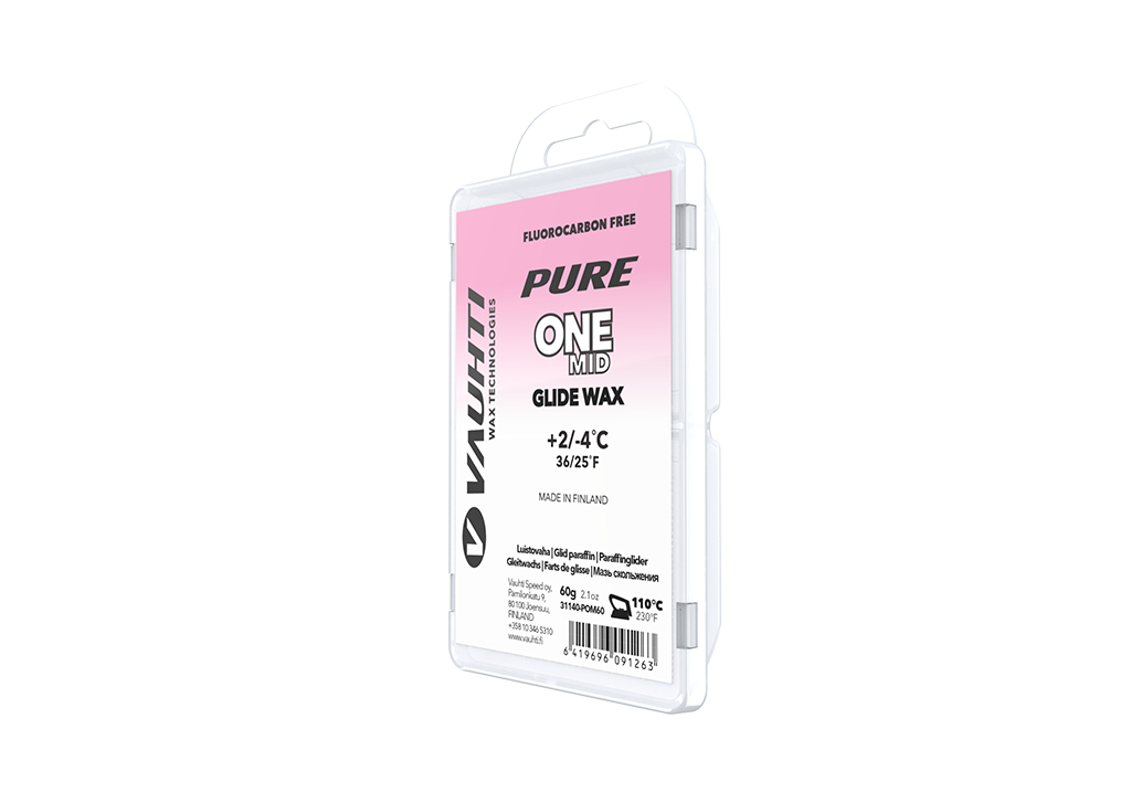 From the Vauhti Fluoro-free PURE line. PURE-LINE ONE MID PARAFFIN An entry-level fluoro-free paraffin for med conditions.