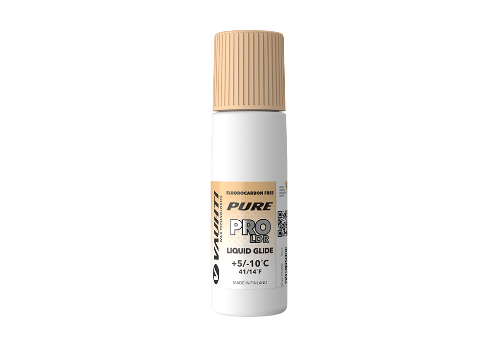 From the Vauhti Fluoro-free PURE line. PURE-LINE PRO LDR LIQUID GLIDE A high-performance fluoro-free racing liquid for changing conditions.