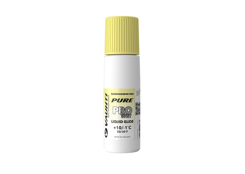 From the Vauhti Fluoro-free PURE line. PURE-LINE PRO WET LIQUID GLIDE A high-performance fluoro-free racing liquid for warm conditions.