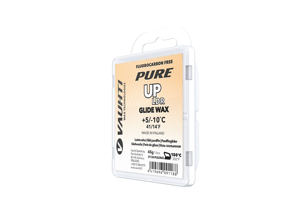 From the Vauhti Fluoro-free PURE line. PURE-LINE UP LDR PARAFFIN A performance fluoro-free paraffin for changing conditions.