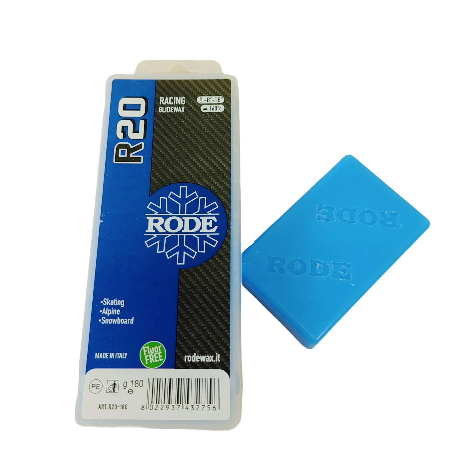 A product picture of the Rode R20 RACING GLIDER BLUE MELT WAX (-8C/-18C)