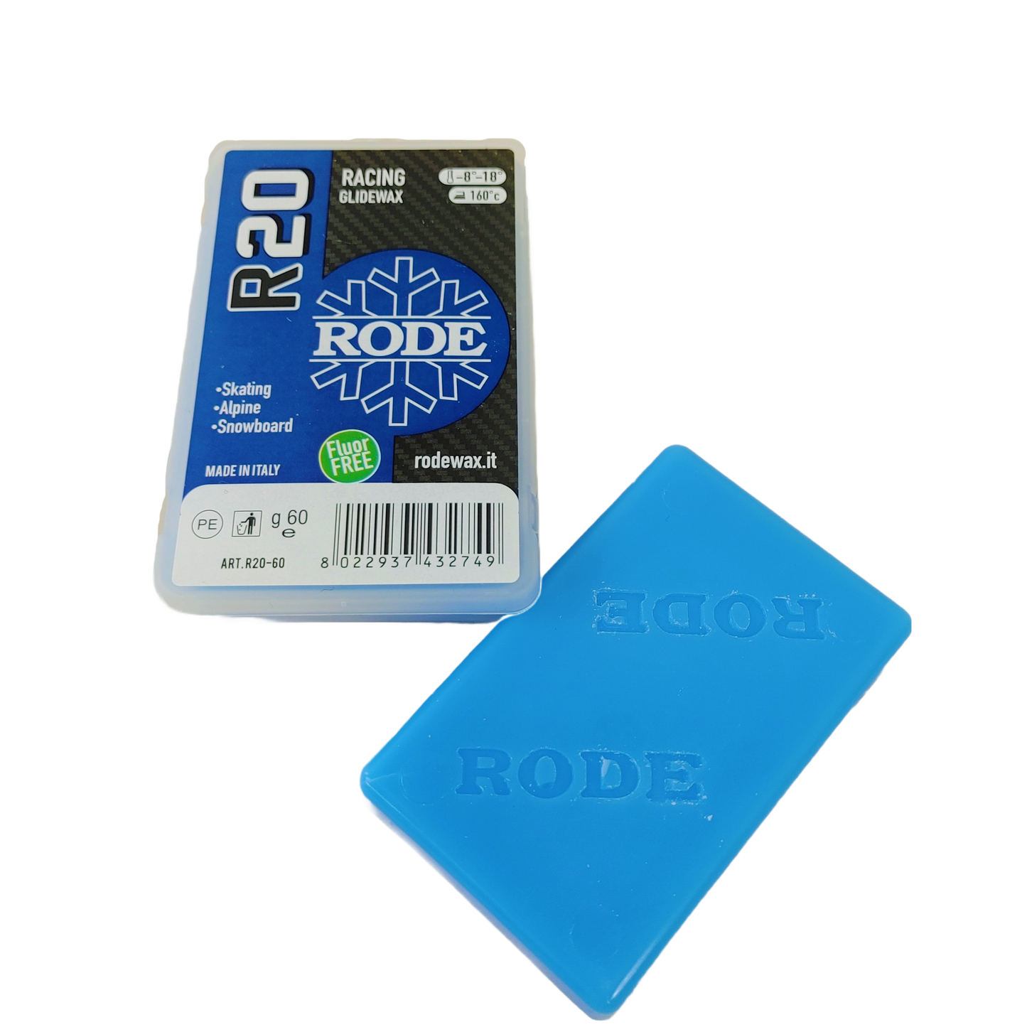 A product picture of the Rode R20 RACING GLIDER BLUE MELT WAX (-8C/-18C)