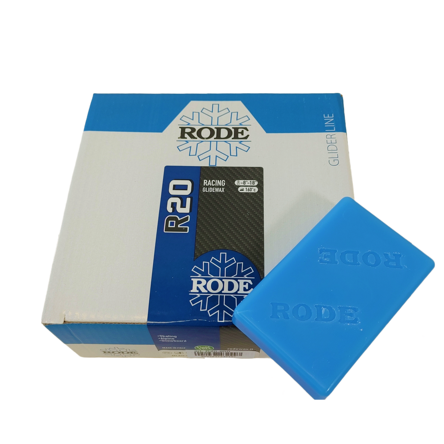 A product picture of the Rode R20 RACING GLIDER BLUE MELT WAX (-8C/-18C)