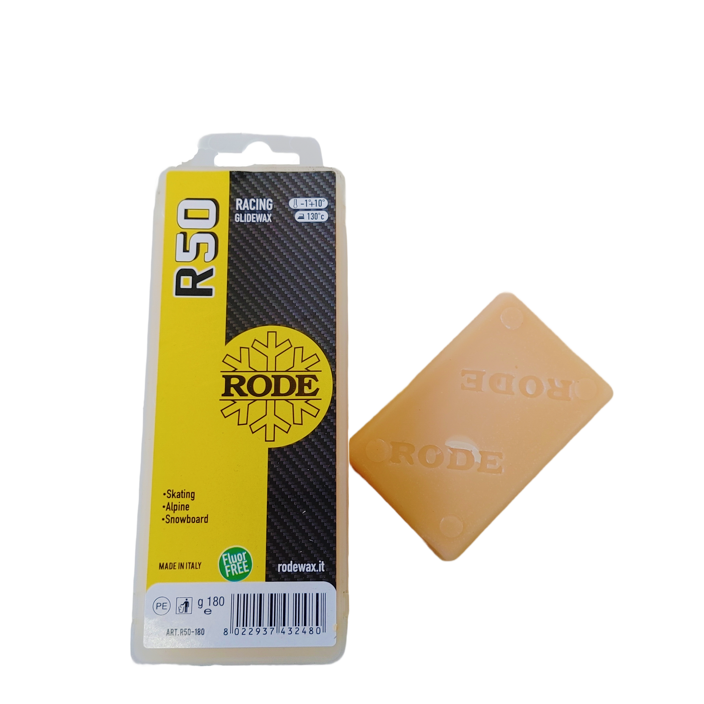 A product picture of the Rode R50 Racing Glider Yellow Melt Wax